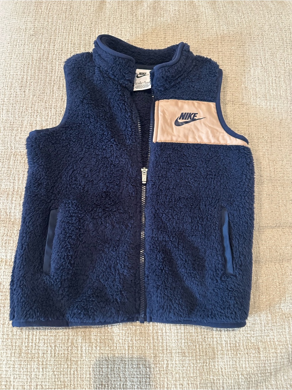 Nike Kids Navy Sherpa Vest with Cream Accent, 5/6